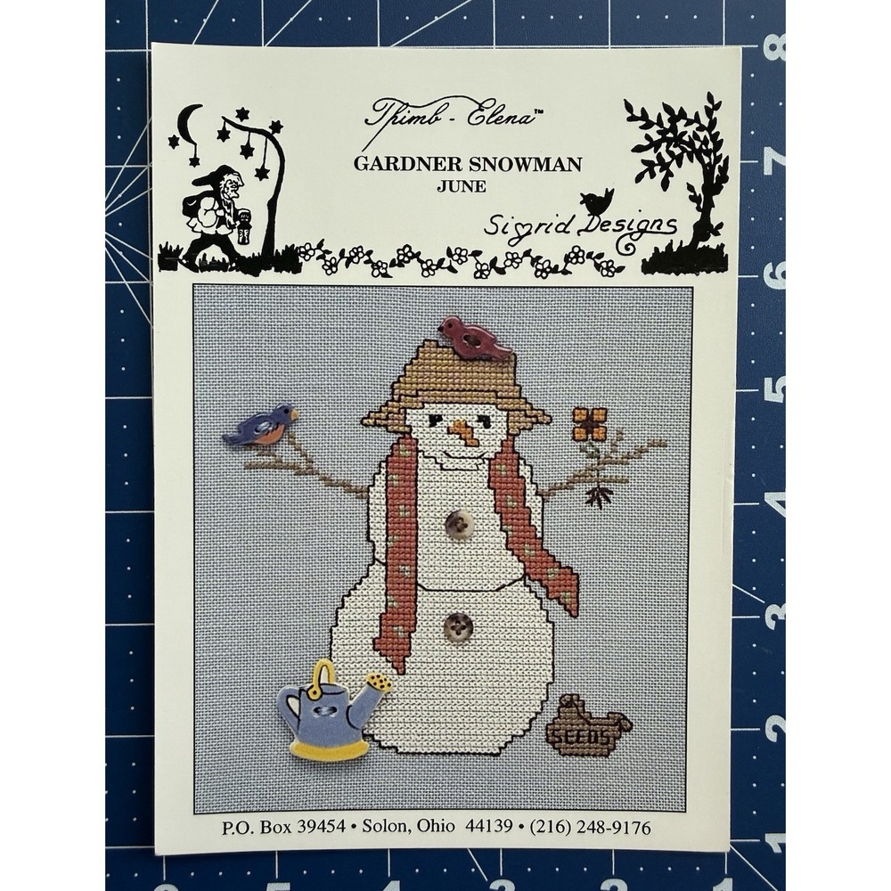 Thimb-Elena June Gardner‎ Snowman Sigrid Designs Cross Stitch Chart